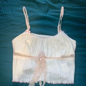 White and Pink Lace tank Top